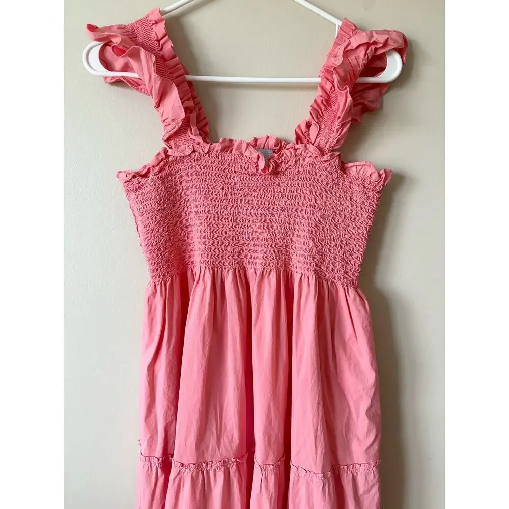 HILL HOUSE HOME Ellie Nap Dress Poplin Midi Limited Edition Coral L - Picture 4 of 8